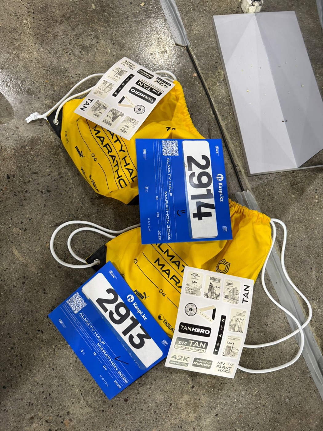 Race bibs and stickers